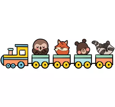 Aranyos állatvonat matrica gyerekeknek - TenStickers