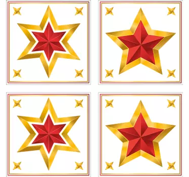 Arany karácsonyi csillag csempe karácsonyi fal matrica - TenStickers