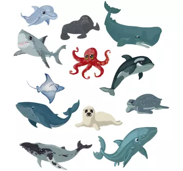 Bálna delfin cápa teknős hal matrica - TenStickers