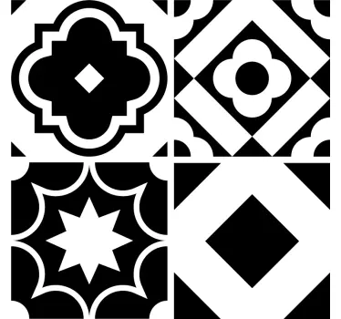 Fekete-fehér mintás csempe matrica - TenStickers