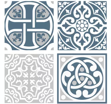 Kék és szürke csempe  matrica - TenStickers