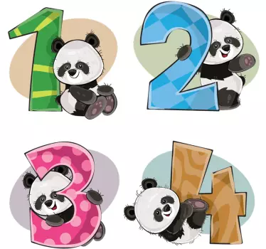 4 panda oktatási matrica - TenStickers
