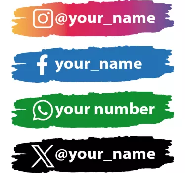 Közösségi média ikonok személyre szabott jel matrica - TenStickers