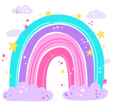 Színes szivárvány felhők felett matrica gyerekeknek - TenStickers