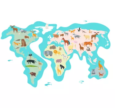 Worldmap nordic gyerekeknek fauna map falmatricával - TenStickers