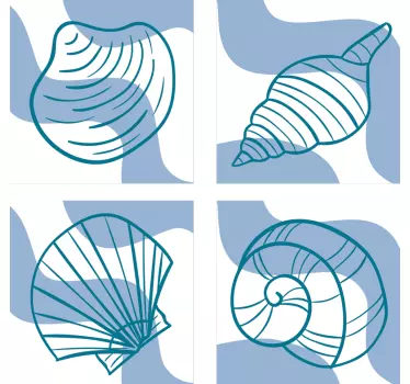 Tengeri kagylók mintái csempe átviteli matrica - TenStickers