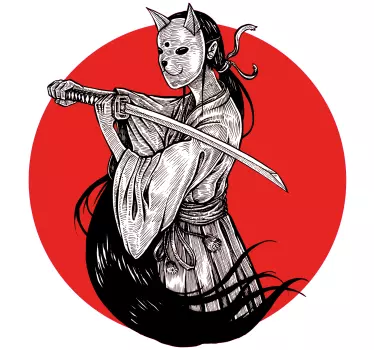 Ninja lány sziluett autó matrica - TenStickers