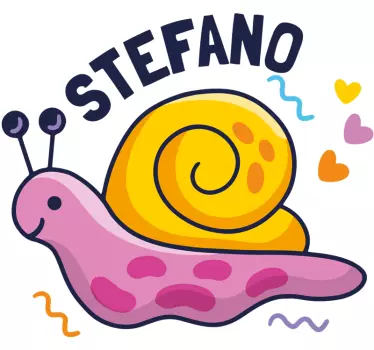 Színes csiga név gyerekek hálószoba fal matrica - TenStickers
