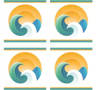 Nap és hullámok cserépátviteli matrica - TenStickers