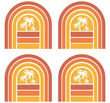 Retro naplemente és tenyér csempe átviteli matrica - TenStickers