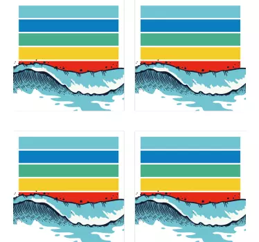 Retro hullámok cserép transzfer matrica - TenStickers