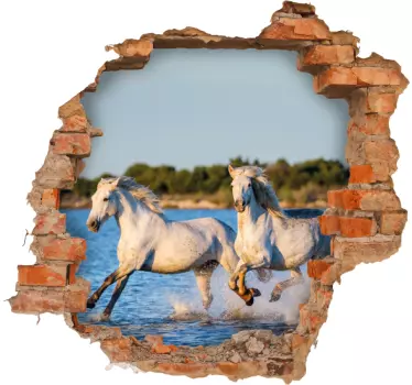 3d futó lovak állati fal matrica - TenStickers
