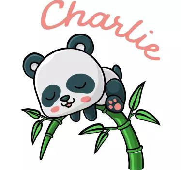 Panda bambusz és név baba fal matrica - TenStickers