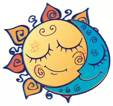 Alvó nap és hold pár űrtartalmú matrica - TenStickers