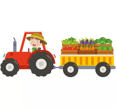 Kis gazda lovaglás traktor játék matrica - TenStickers