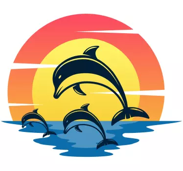 Delfinek naplementekor lakóautó hal matrica - TenStickers