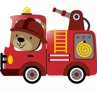 Tűzoltó akcióban vezető gyerek hálószoba fal matrica - TenStickers
