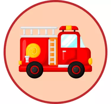 Tűzoltó piros tűzoltóautó gyerek hálószoba fal matrica - TenStickers