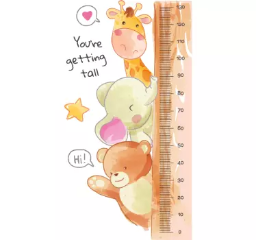 Aranyos állat magasság diagram matrica - TenStickers