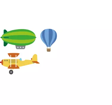 Repülőgép repülő hőlégballon illusztráció fal művészet - TenStickers