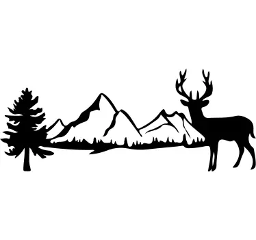 Svájci hegyek szarvas ablak matrica - TenStickers