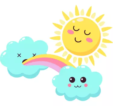 Fényes szivárvány mosolygós nap rajzfilm fali matrica - TenStickers
