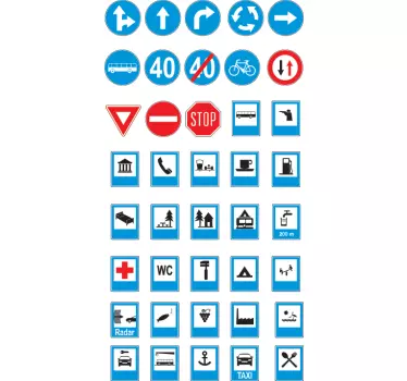 Közlekedési útjelző táblák fal matricák - TenStickers
