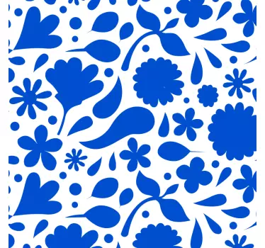 Virágos kék stílus csempematrica - TenStickers