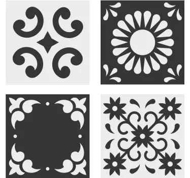 Fekete / fehér dagoberto cement csempe matrica - TenStickers
