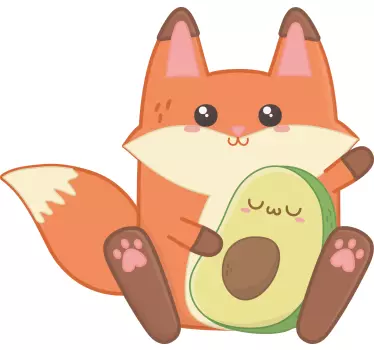 Kawaii róka avokádó illusztráció falfestmény - TenStickers
