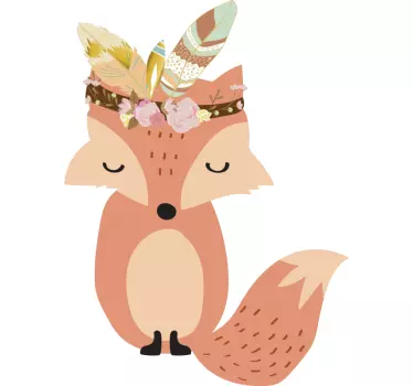 Róka boho tollakkal vadállati matrica - TenStickers