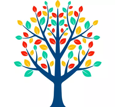 életfa színes levelek fa falmatrica - TenStickers