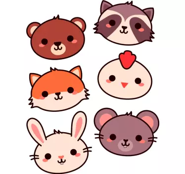 állatfejek gyerekeknek állatfal matrica - TenStickers