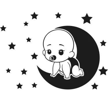 Baba a holdon csillagok illusztráció egyedi matrica - TenStickers