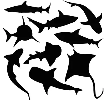 Készlet cápák hal matrica - TenStickers