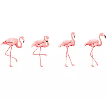 Rózsaszín flamingó madár készlet ablak matrica - TenStickers