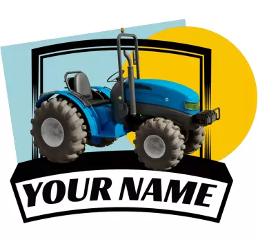 Kék traktor lemez egyedi névvel ellátott matricával - TenStickers