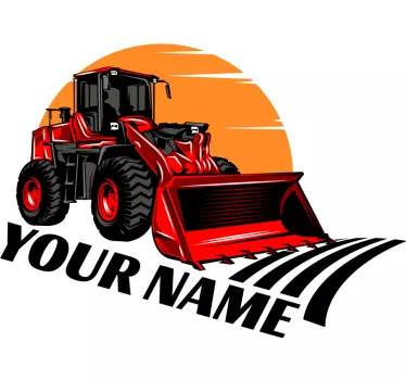 Piros traktor, nagy név egyedi matrica - TenStickers