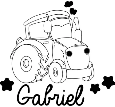 Egyszerű traktor egyedi névvel ellátott matricával - TenStickers