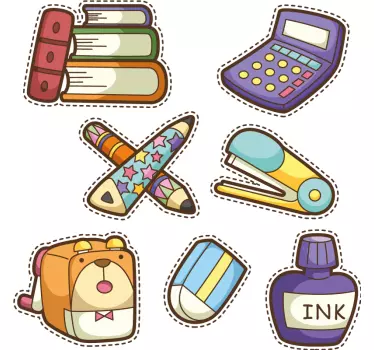 Vissza az iskolába különböző iskolai szimbólumok ablak matrica - TenStickers