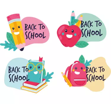 Vissza az iskolába különböző szimbólumok ablak matrica - TenStickers