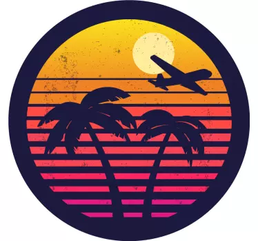 Narancssárga retro pálmák autó matrica - TenStickers