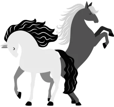 Fekete-fehér lovak tapéta matrica - TenStickers