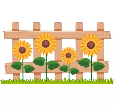 Napraforgó kerítés dekor - erdei állatok falmatrica - TenStickers