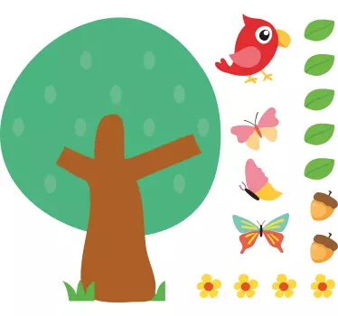 Színes fa jelenet matrica gyerekeknek - TenStickers