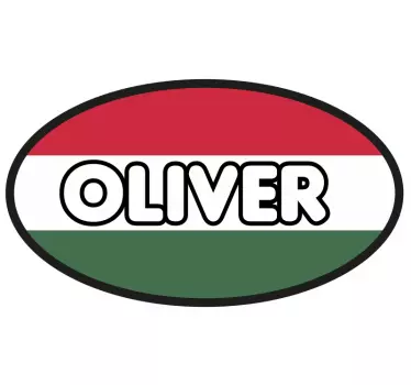 Névvel ellátott magyar zászló testreszabható matrica - TenStickers