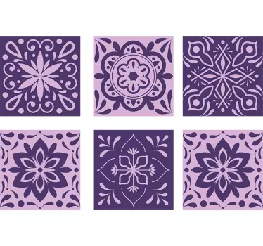 Lila virág csempe cserép átadása - TenStickers