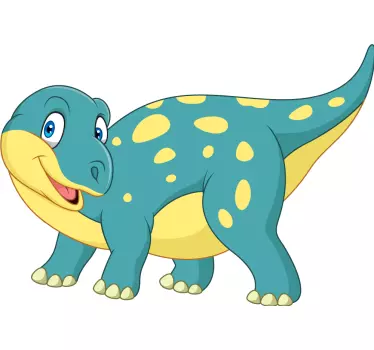 Kék és sárga mosolygó dinoszaurusz üvegajtó matrica - TenStickers