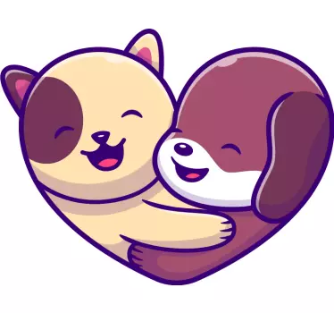 Aranyos kutya és macska logó rajzfilm gyerekek hálószoba fal matr - TenStickers