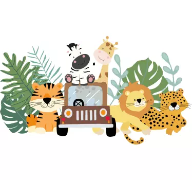 Szafari állatok szett zebra oroszlán és zsiráf fal matrica - TenStickers